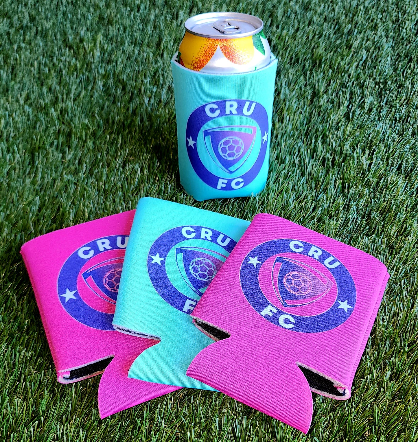 Cru FC can koozie