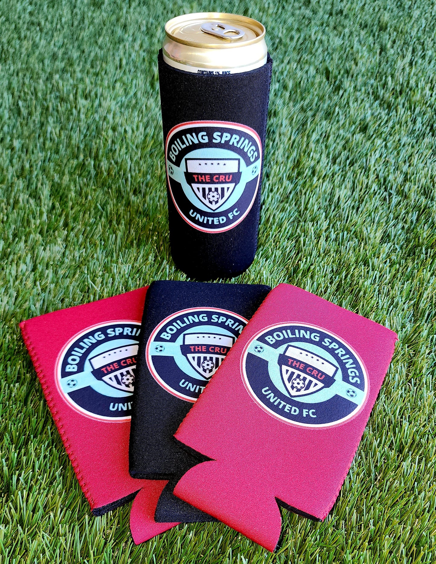 Boiling Springs United FC slim can koozies