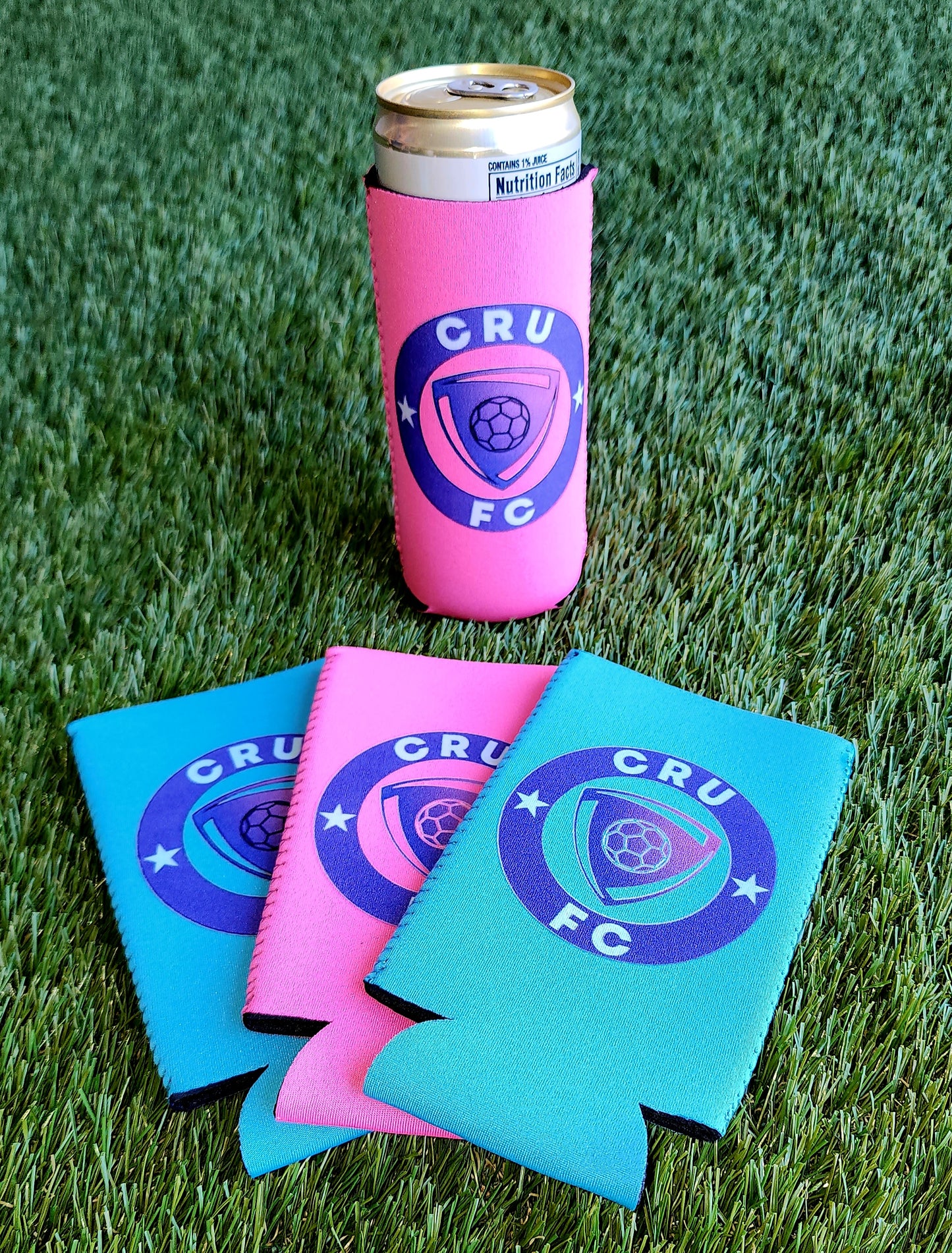 Cru FC slim can koozies